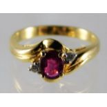 A 14ct gold ring set with ruby & diamond ring 2.7g