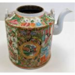 A 19thC. Cantonese teapot, lacking cover & wicker