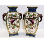 A pair of c.1890 decorative Minton style vases wit