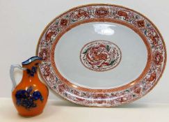 A large 19thC. meat dish with stag decor 19.5in x