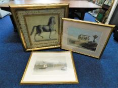 Three gilt framed decorative pictures