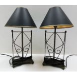 A pair of decorative modern metal framed table lam