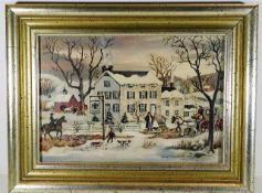 An Alan Thompson oil on panel depicting a winter s