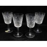 A set of four Waterford crystal cut glass wine gla