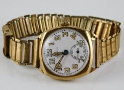 A 9ct gold cased Vertex wristwatch with rolled gol