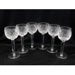 A set of six Waterford crystal cut glass hock glas