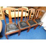 Four high back mahogany dining chairs, faults to s