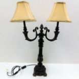A twin table lamp with ornate stand 31in high incl