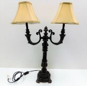 A twin table lamp with ornate stand 31in high incl