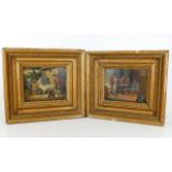 Two gilt framed c.1900 Dutch oil on tin panel inte