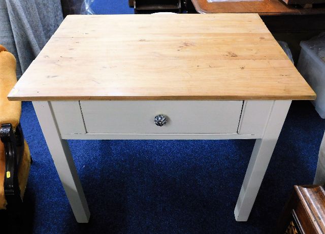 A scrub top pine cottage style table with drawer 3