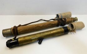 A brass WW1 telescope, indistinctly marked London