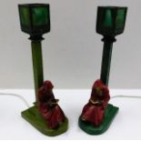 A pair of early 20thC. figurative spelter lamps 16