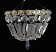 A small vintage gilt mounted crystal chandelier 8.