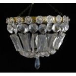 A small vintage gilt mounted crystal chandelier 8.