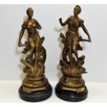 A pair of late 19thC. French spelter figures with