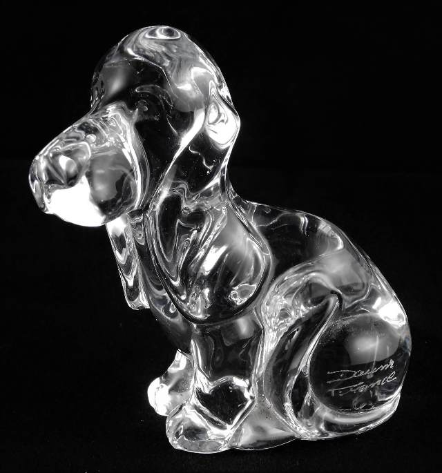 A Daum french crystal dog ornament 3.75in tall