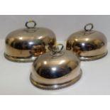 Three graduated silver plated 19thC. cloche by Elk