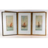 Three early 20thC. watercolours depicting sail boa