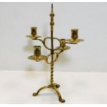 An early 19thC. brass students candelabra 14in tal