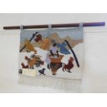 A hand knitted woollen picture
