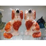 A pair of Victorian spaniel dogs 7.75in tall