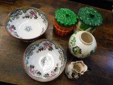 Six decorative ceramics including two vegetable st