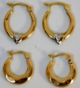 Two pairs of 9ct gold earrings 1.5g