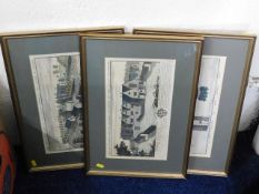 Three framed Samuel and Nathaniel Buck prints rela