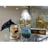 A Mdina glass paperweight & other decorative items