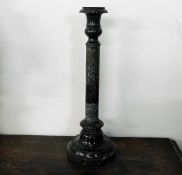 A large 19thC. Cornish serpentine candlestick 15.7