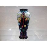 A modern Moorcroft pottery vase with dragonfly dec