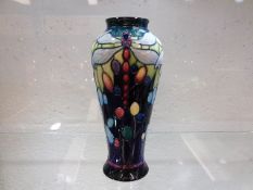 A modern Moorcroft pottery vase with dragonfly dec