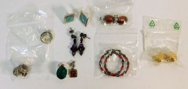 A small quantity of mixed earrings including amber