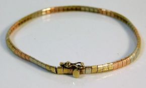 A 9ct three colour gold bracelet 6.8g