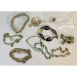 A small quantity of silver & white metal jewellery