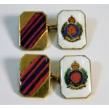 A pair of enamelled military interest cufflinks