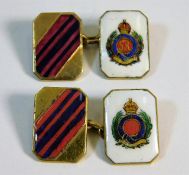 A pair of enamelled military interest cufflinks