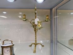 A 19thC. brass student light candelabra