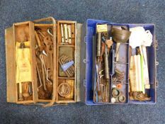 Two steel tool boxes with contents