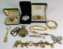 A quantity of costume jewellery items including wa