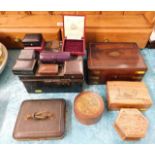 A Victorian rosewood box twinned with other boxes