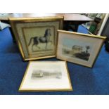 Three decorative prints twinned with one antique p