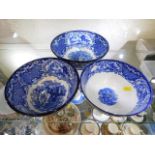 Three blue & white transferware bowls including Ab