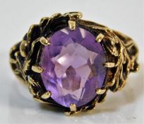 A 9ct gold amethyst ring 4.9g size M/N