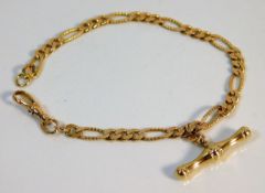 A 9ct gold bracelet with T bar 6.8g