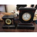 Two c.1900 slate mantel clocks