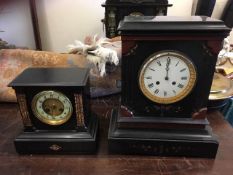 Two c.1900 slate mantel clocks