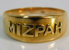 A Victorian 18ct Chester gold Mizpah ring 4g size Q