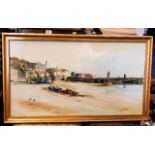 A framed oil of St. Ives beach scene signed Terry Burke